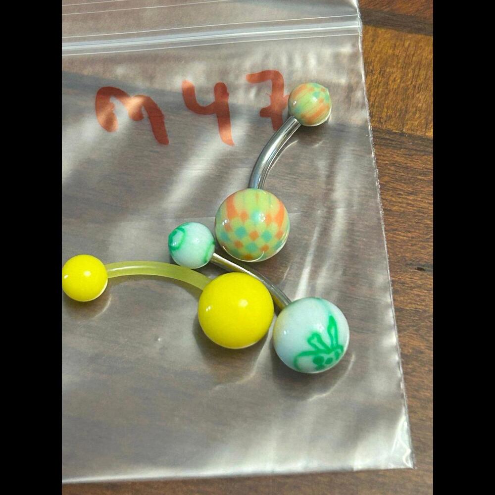 set of 3 belly  ring multicolor lot m47